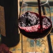 Wine selection of glass of red wine