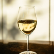 Wine selection of white wine in a glass